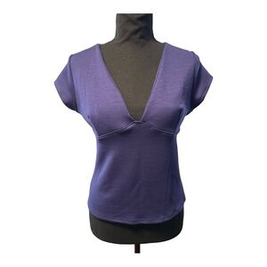 Gaze Royal Blue Deep V Neck Y2K Streetwear Indie Baby Tee Top NWT  Large